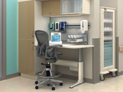 A small medical workstation with an Aeron chair. A small medical workstation with an Aeron chair.