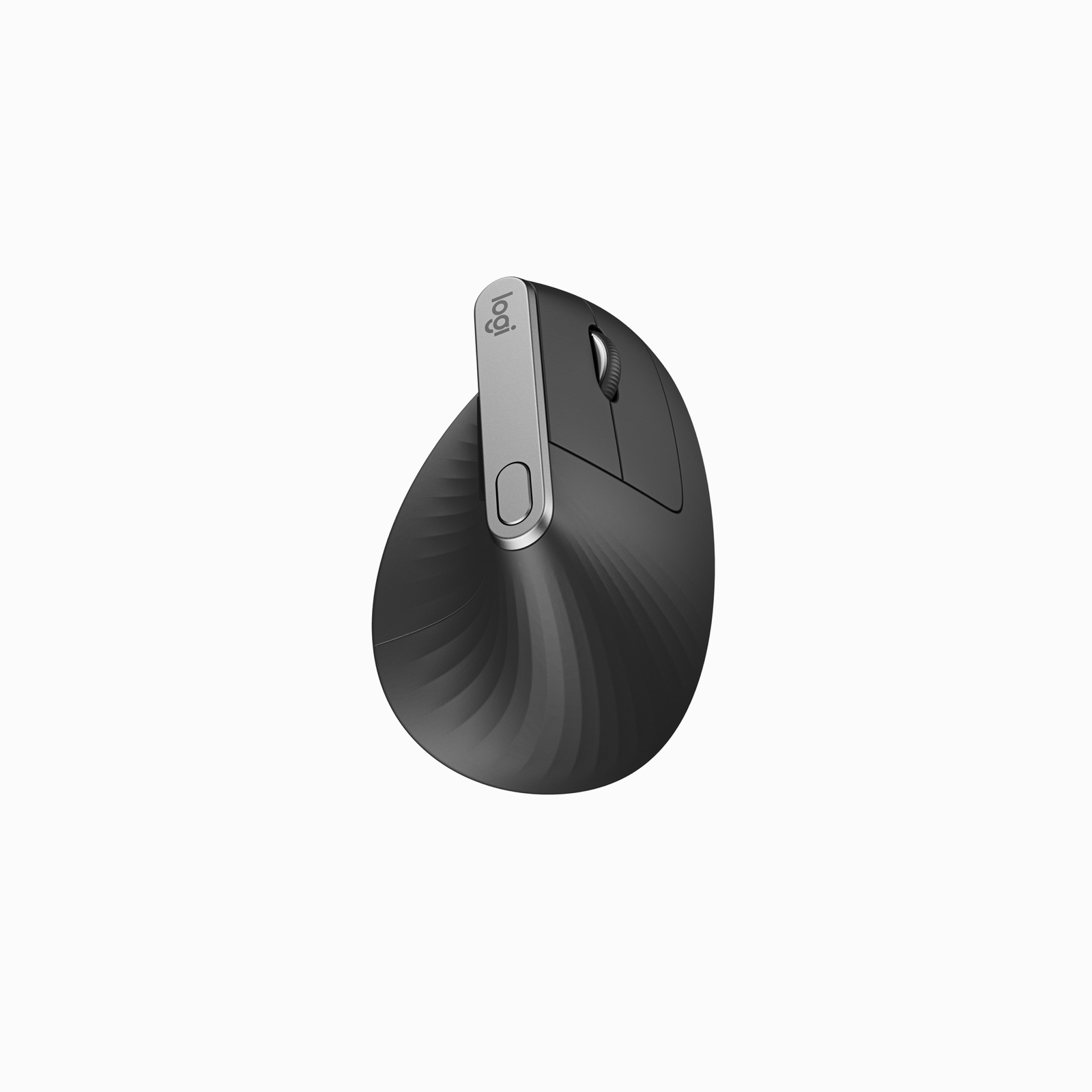 A close up of a Logi Vert Mouse in black.
