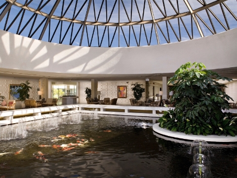The lobby of the Community Hospital of the Monterey Peninsula features a large koi pond and abundant natural light. The lobby of the Community Hospital of the Monterey Peninsula features a large koi pond and abundant natural light.