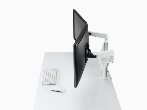 Aerial view of dual Lima Monitor Arm. Aerial view of dual Lima Monitor Arm.