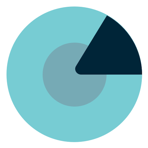 A blue circle with a black triangle inside. A blue circle with a black triangle inside.