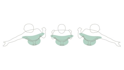 A graphic displaying how the Mirra chair supports the back at various angles.
