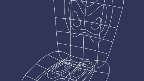 A graphic rendering of a chair, showing various pressure points. 