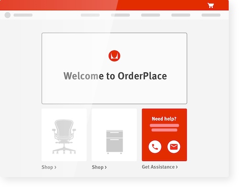 An illustration of the landing page of an OrderPlace website, with a banner that says, “Welcome to OrderPlace.”