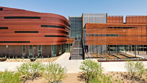 The exterior of a modern academic building. Select to read a case study about GateWay Community College. 