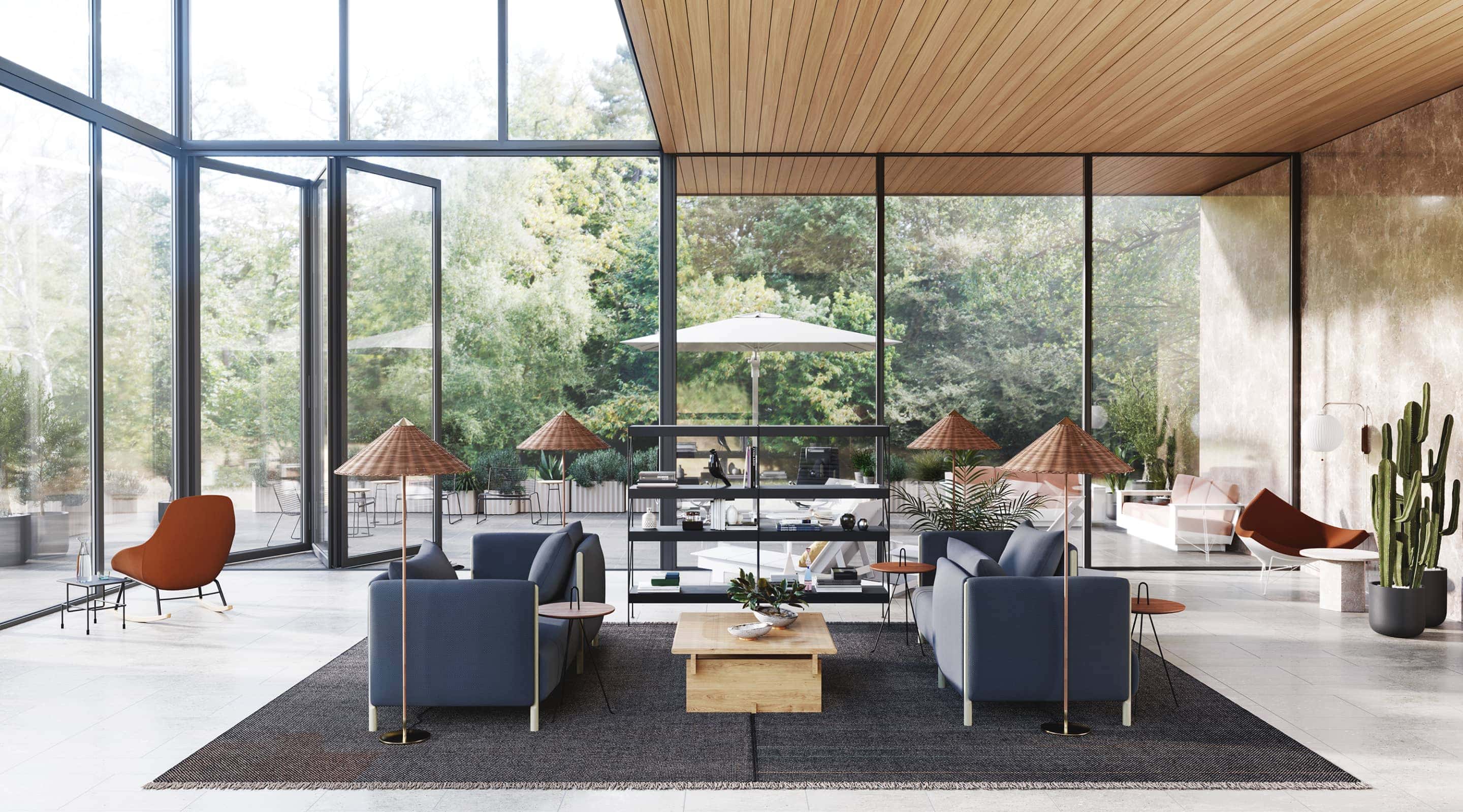 An office setting that looks more like a warm, inviting sanctuary from the stresses of the workday, where people can be introspective without completely withdrawing from their colleagues.