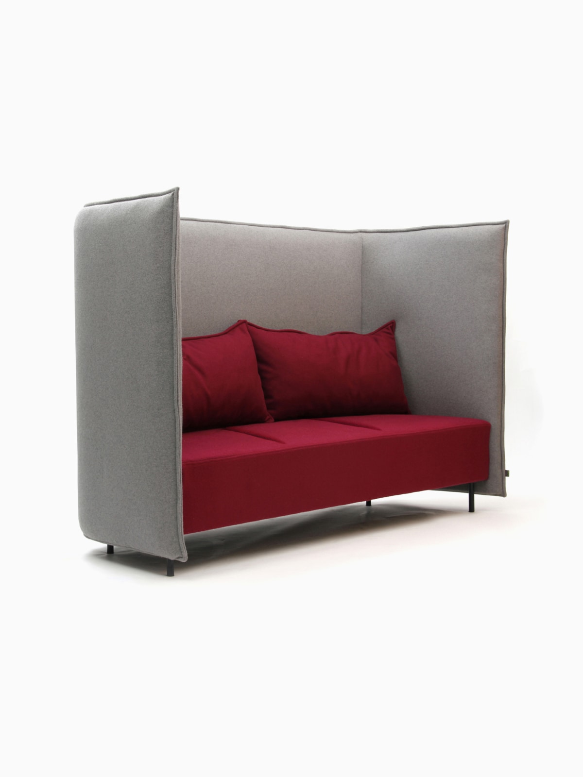 A three-seat naughtone Cloud Plain Sofa upholstered in deep red with a gray surround, viewed at an angle.