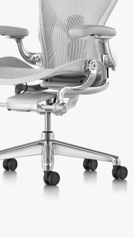 A light gray Aeron office chair. Select to go to the office chairs landing page. 