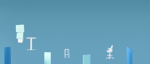 An image of various furniture products floating over a blue background. An image of various furniture products floating over a blue background.