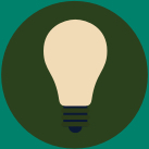 A small circle containing an illustration of a lightbulb.