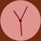 A small circle containing an illustration of a clock face.