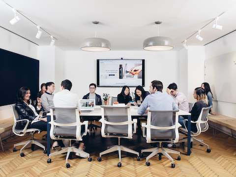 This Meeting Space is outfitted with everything people need to share ideas with colleagues both present and remote.