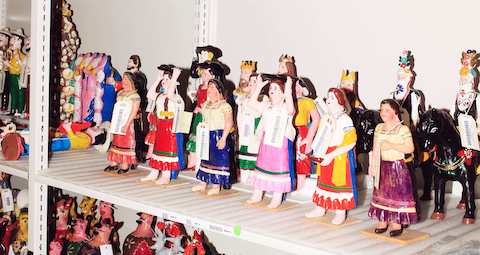Colorful figurines from Alexander Girard's folk art collection.