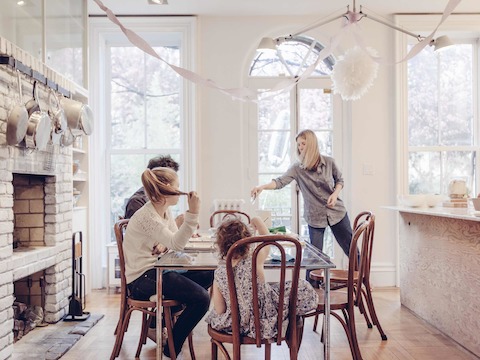 Elizabeth Beer and Brian Janusiak, owners of Project No. 8, at home with their family in Carroll Gardens, Brooklyn.