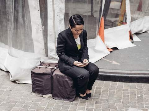 Working outside the New York Stock Exchange.