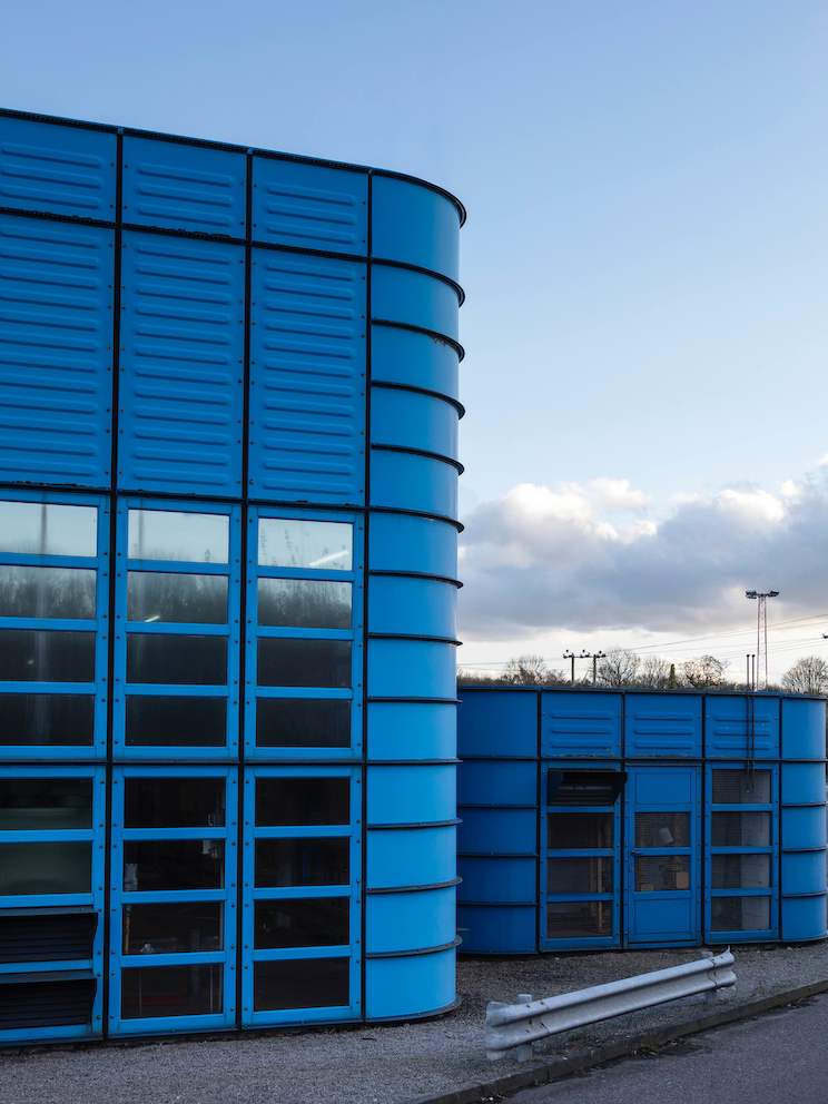 Exterior view of BlueBuilding. Exterior view of BlueBuilding.