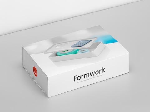 The packaging box for a Formwork desktop storage element. The packaging box for a Formwork desktop storage element.