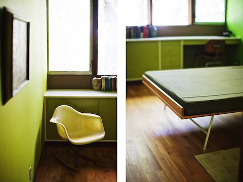 The faithfully restored color palette in each rooms illustrates the bold pairings specified in the original design by the Nelson office. The faithfully restored color palette in each rooms illustrates the bold pairings specified in the original design by the Nelson office.