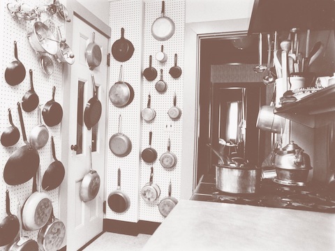 Pegboard wall in Julia’s kitchen, 1977. THF286965