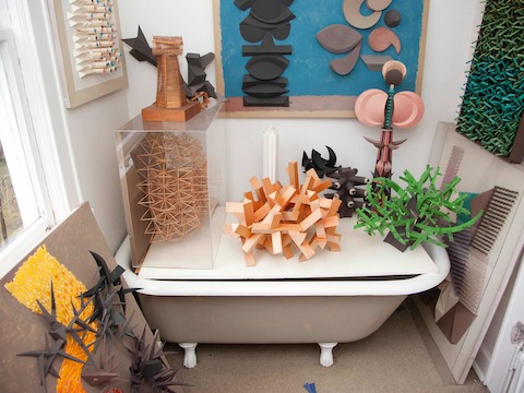 A cluster of abstract pieces hint at some of Harper’s commercial designs. A cluster of abstract pieces hint at some of Harper’s commercial designs.