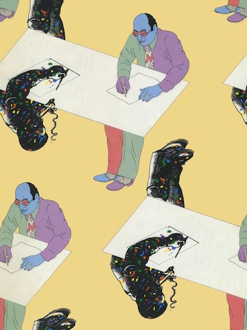 Illustration of Milton Glaser by Seymour Chwast. Illustration of Milton Glaser by Seymour Chwast.