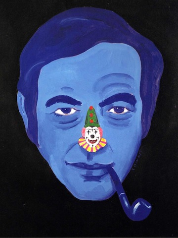 For his self-portrait, Chwast depicts himself with a clown's head for a nose.