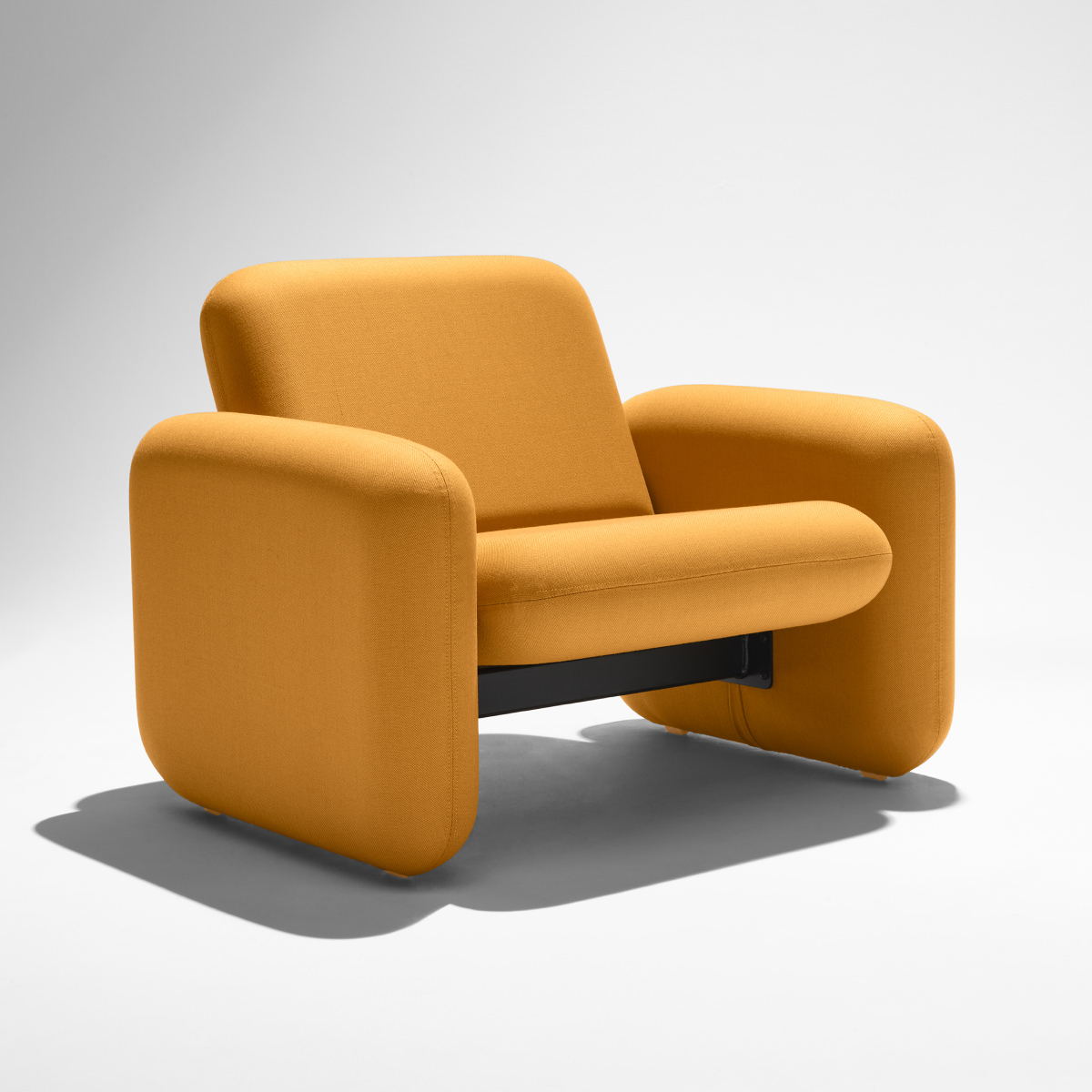 Front three-quarter angle view of a Wilkes Modular Sofa Group Chair in yellow.