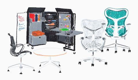 Setu Chair & Table, Puzzle, Mirra 1 & Mirra 2 Setu Chair & Table, Puzzle, Mirra 1 & Mirra 2